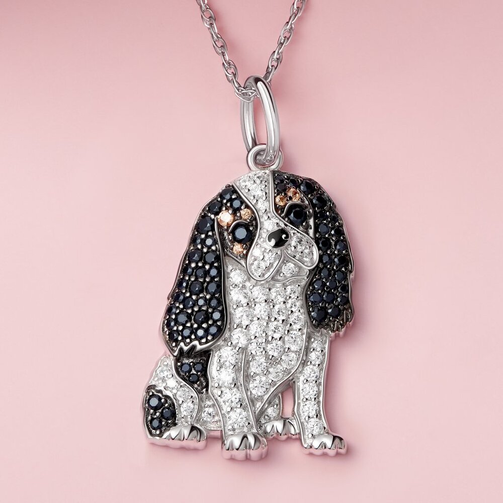Cavalier King Charles Sterling Silver Pendant Cubic Zironia Crystal Necklace